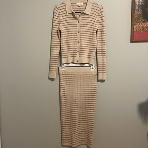 Marled Knit Striped Sweater Set